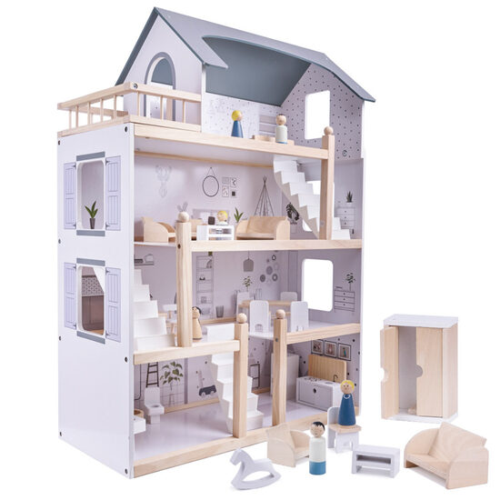 Rotaļu leļļu namiņš ar mēbelēm